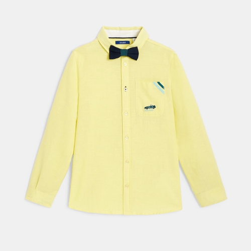 Chemise Unie + Nœud Papillon Jaune Garçon - Jaune Jonquille - 5A - OKAIDI