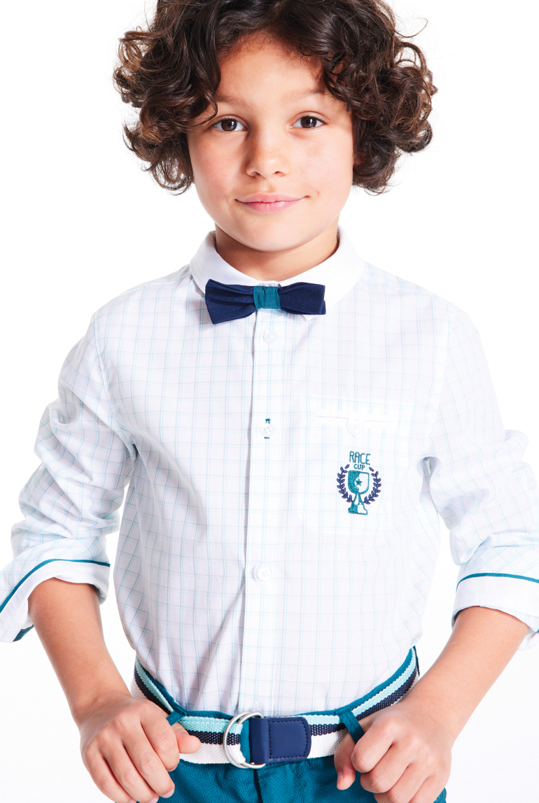 Chemise à carreaux + nœud papillon blanc garçon 1