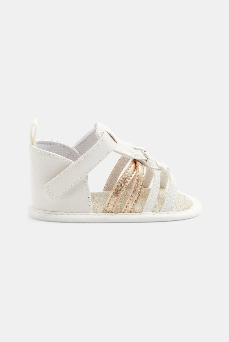 Sandales en tissu blanc naissance 1