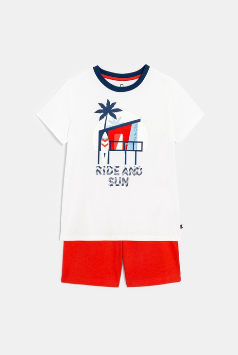 Pyjama-short 2 pièces en jersey rouge garçon 1