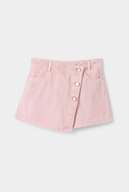 Falda short denim rosa niña 1