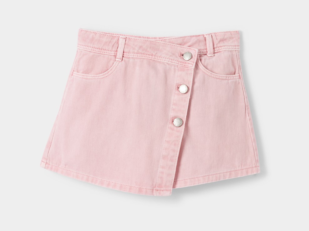 Jupe short denim rose fille 1