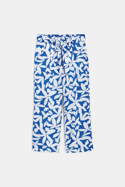 Široke potiskane hlače modra deklica 1