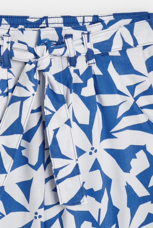 Široke potiskane hlače modra deklica 2