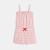 Combishort rayé en jersey rouge fille