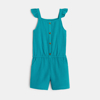 Combishort en gaze de coton bleu fille