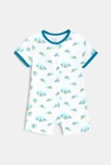 Combi courte tortues et baleines bleu bébé garçon