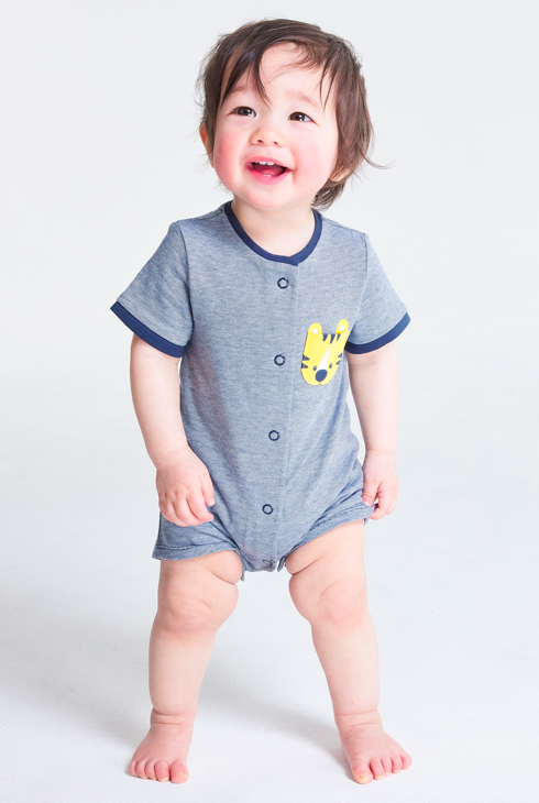 Combi courte rayée tigre bleu bébé garçon 1