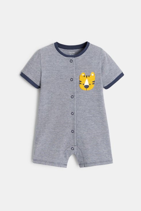 Combi courte rayée tigre bleu bébé garçon 2