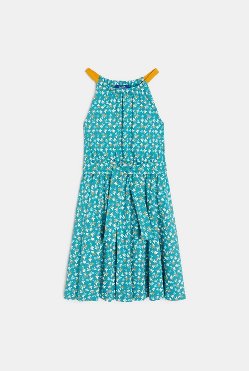 Robe à bretelles imprimée bleue fille 1