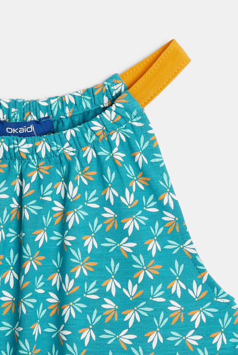 Robe à bretelles imprimée bleue fille 2