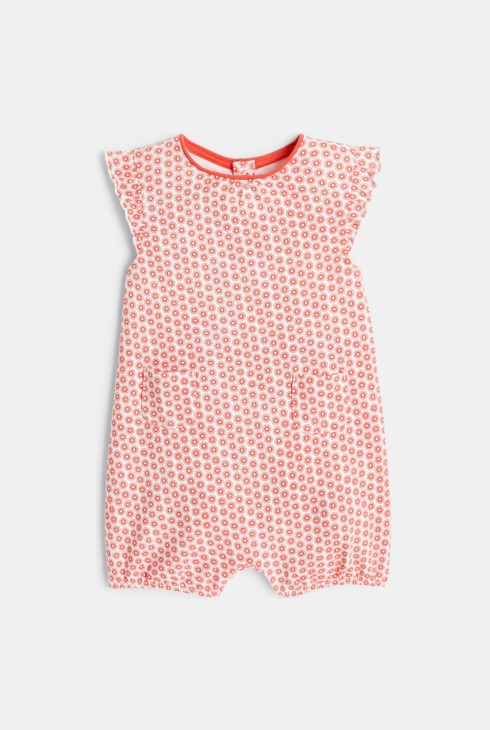 Kratek kombinezon  z grafičnim potiskom sonca  oranžna dojenček deklica 1