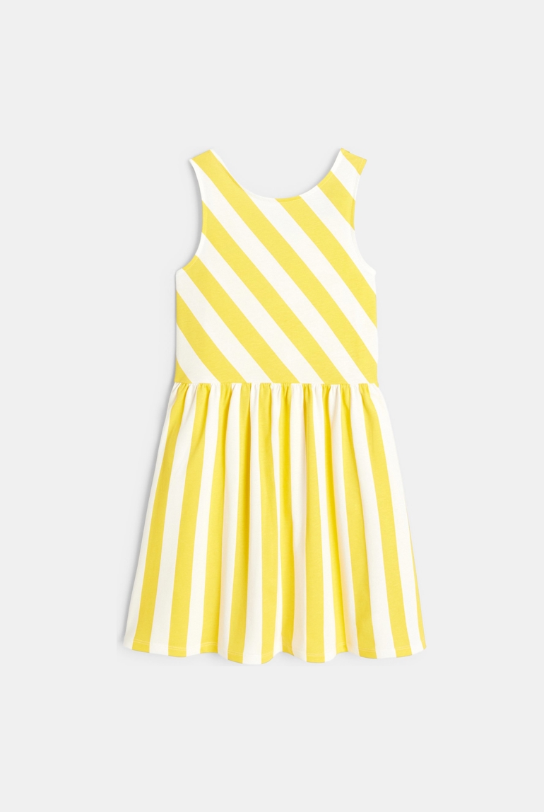 Robe rayée en jersey jaune fille 1