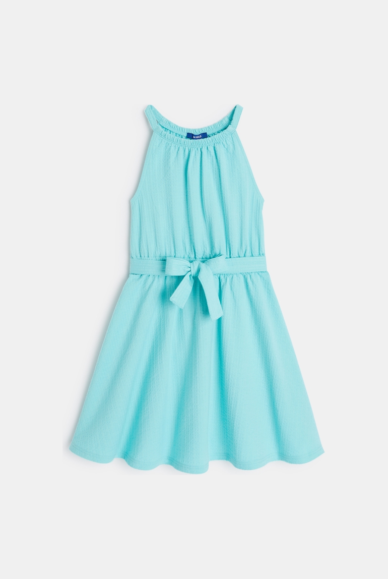 Robe en jersey uni bleu fille 1