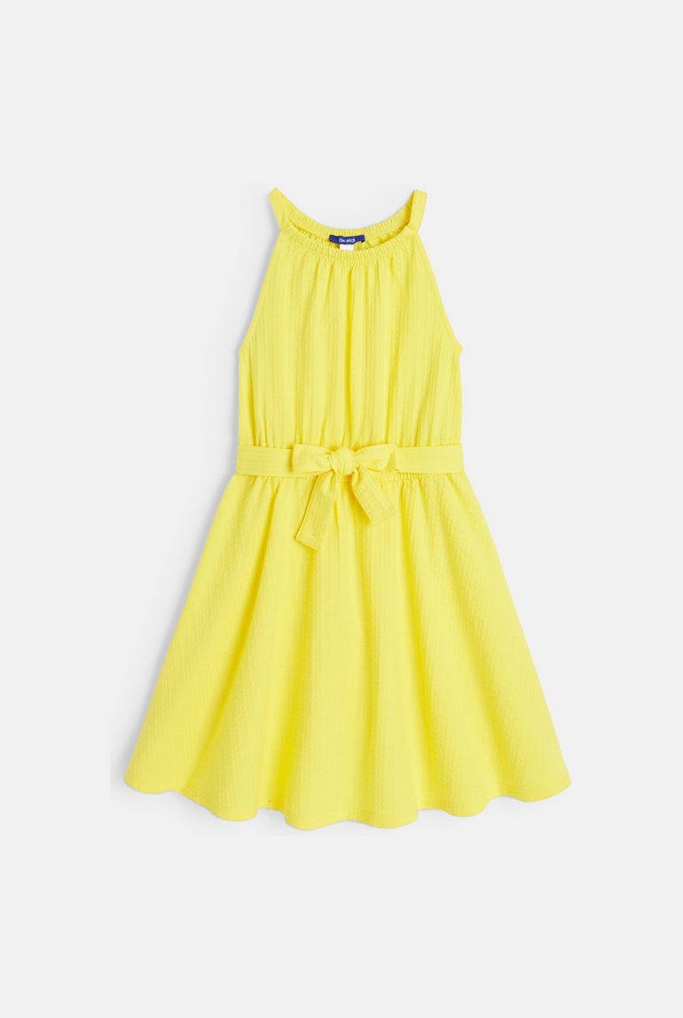 Robe en jersey uni jaune fille 1