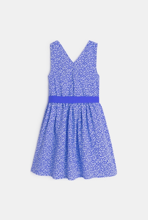 Kleid mit Cache-Coeur-Ausschnit und Blumenmuster Blau Mädchen 1