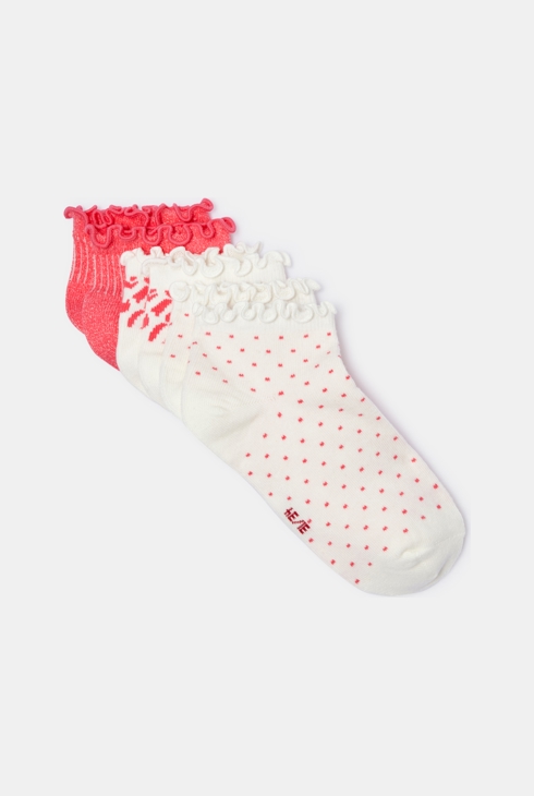 Socquettes volantées fantaisie (lot de 3) rose fille 1