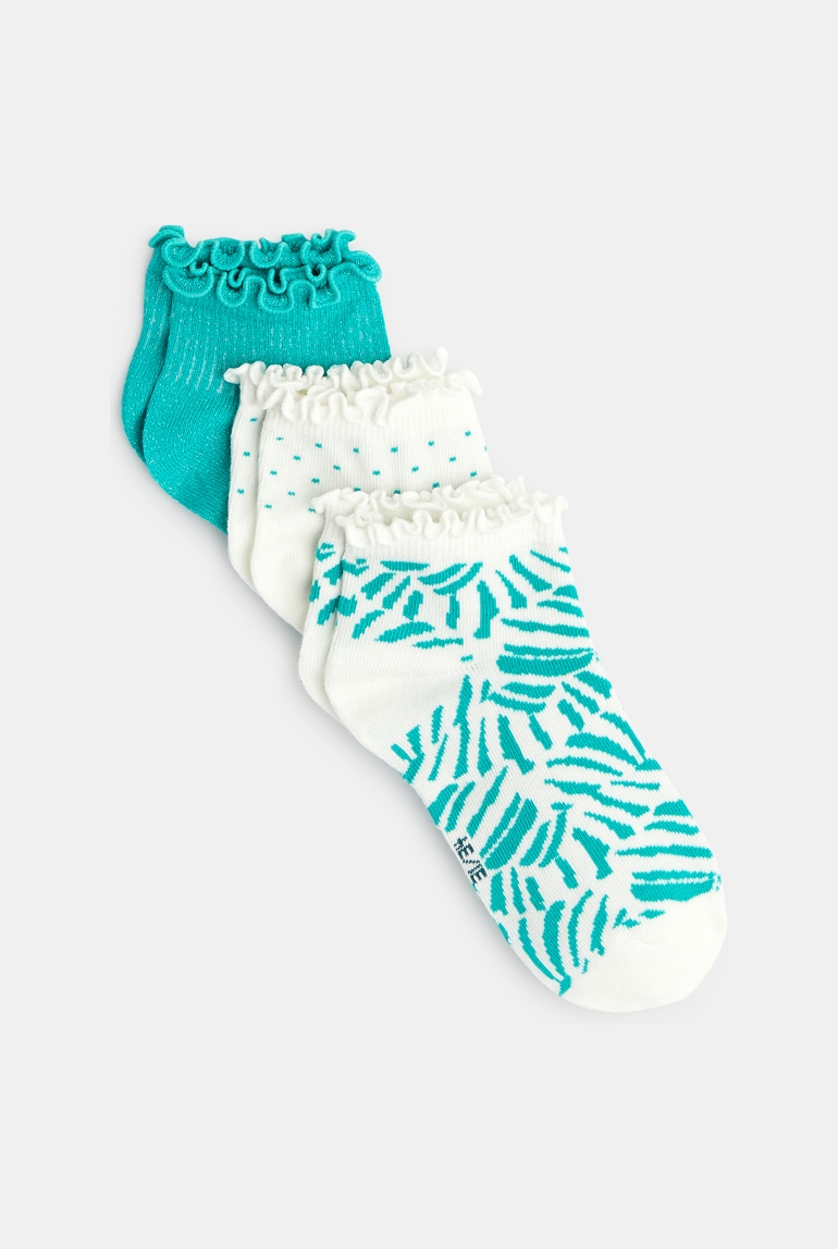 Socquettes volantées (lot de 3) vert fille 1