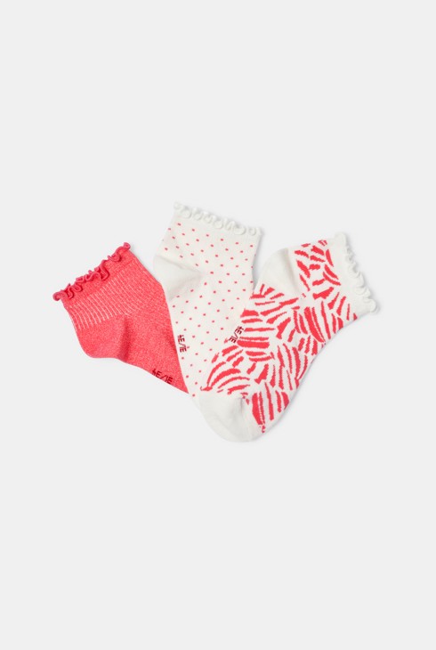 Socquettes volantées fantaisie (lot de 3) rose fille 2