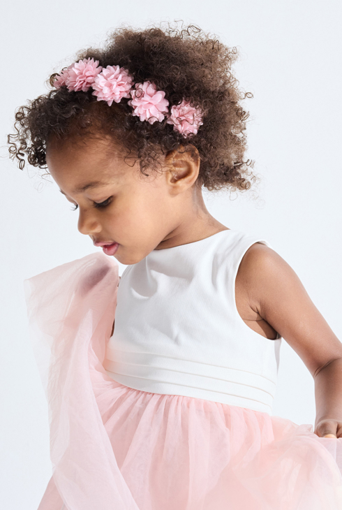 Diadema de corona con flores en rosa de niña 1
