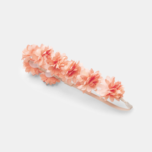 Girl's orange floral crown headband 1