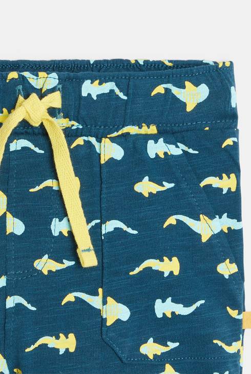 Kratke hlače iz jerseyja z motivom morskih psov modra dojenček deček 2
