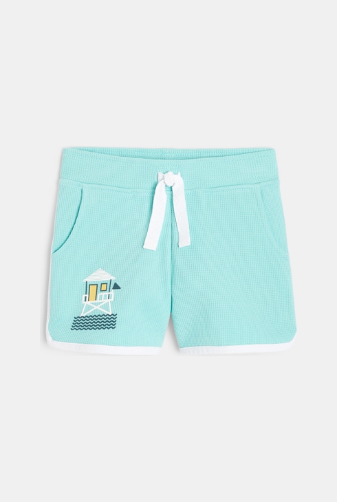 Strand-Shorts aus Pikee-Strick Blau Baby Jungen 1