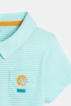 Polo fines rayures palmier poche bleu bébé garçon 2