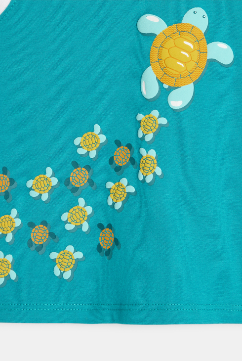 Débardeur illustration tortues bleu bébé garçon 2