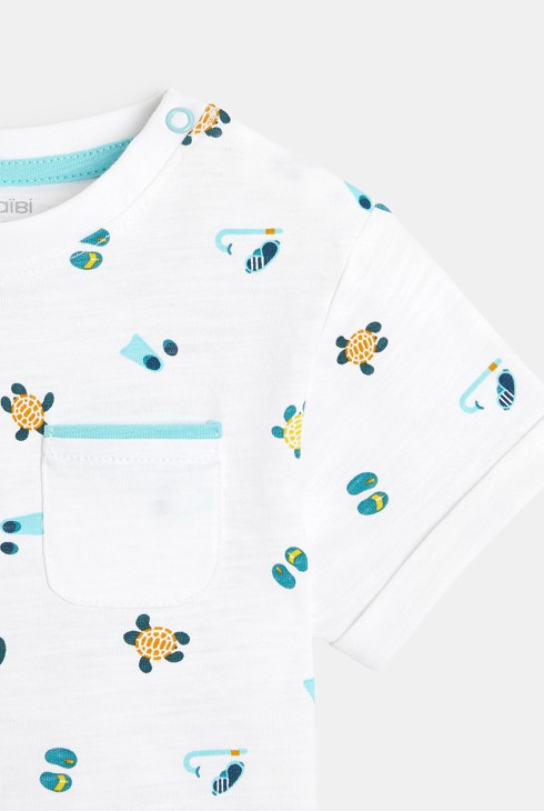 Majica z želvami in palmami bela dojenček deček 2