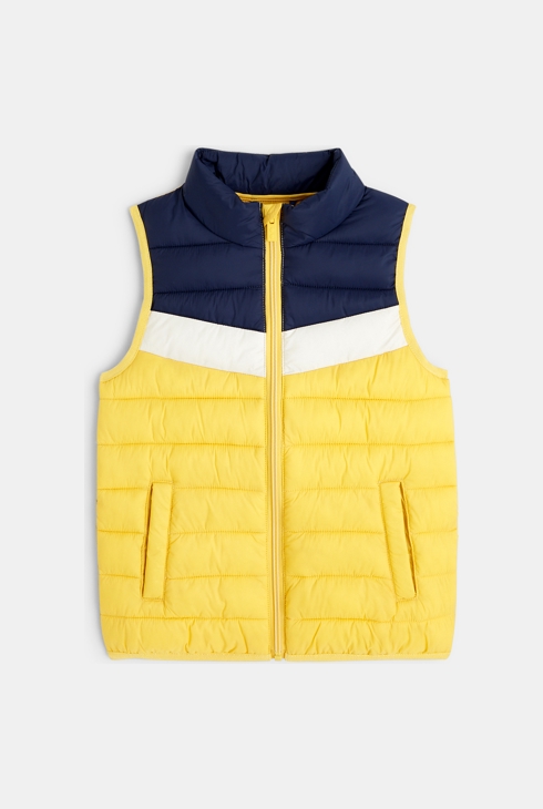 Doudoune sans manches colorblock jaune garçon