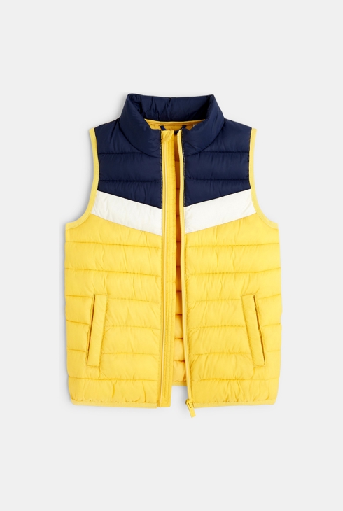 Doudoune sans manches colorblock jaune garçon