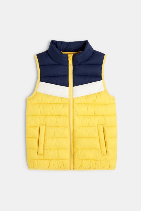 Ärmellose Steppjacke mit Colorblock Gelb Jungen