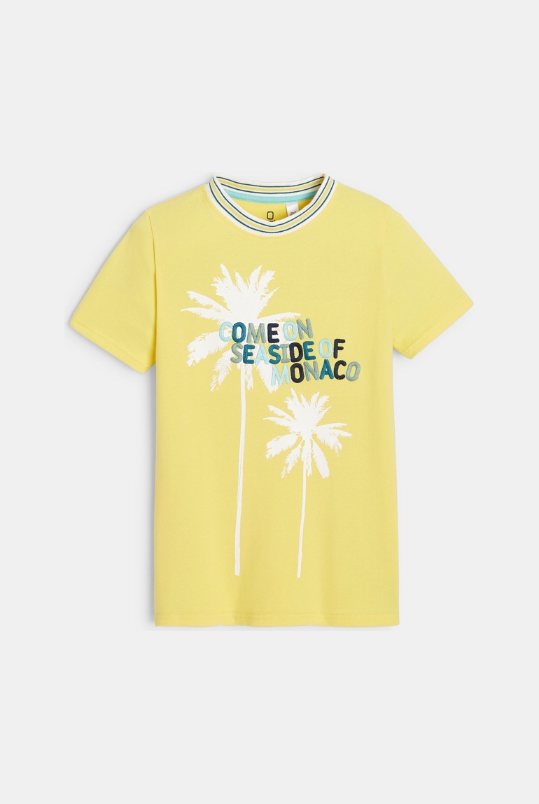 T-shirt à message brodé jaune garçon 1
