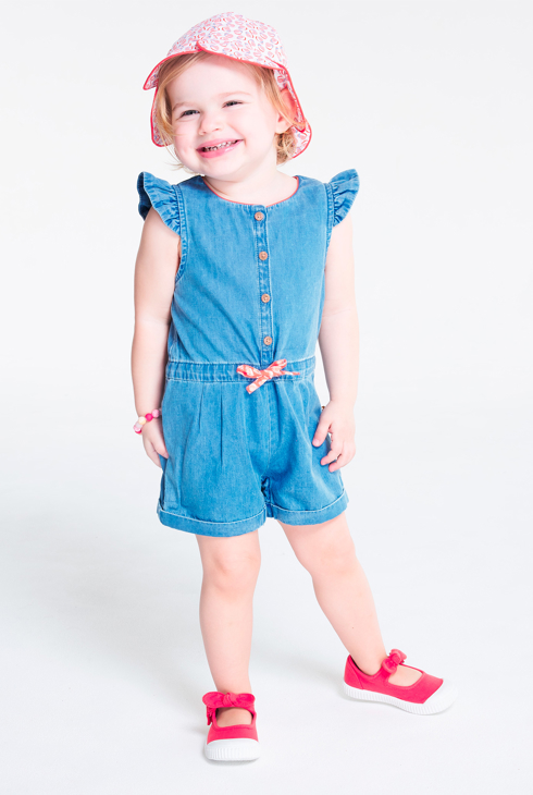 Kurzer Jeansoverall Blau Baby Mädchen 1