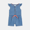 Combi courte en jean bleu bébé fille