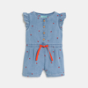 Combi courte en jean bleu imprimé bébé fille