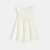 Robe de cérémonie à rayures brillantes beige bébé fille