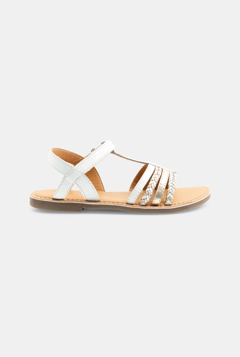 Sandali in pelle bianco bambina 1