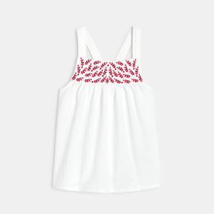 Girls' pink embroidered tank top with straps 1