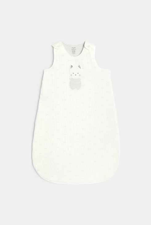 Gigoteuse en gaze de coton chats blanche naissance 1