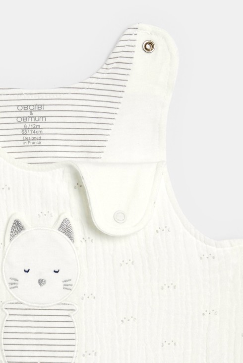 Gigoteuse en gaze de coton chats blanche naissance 2