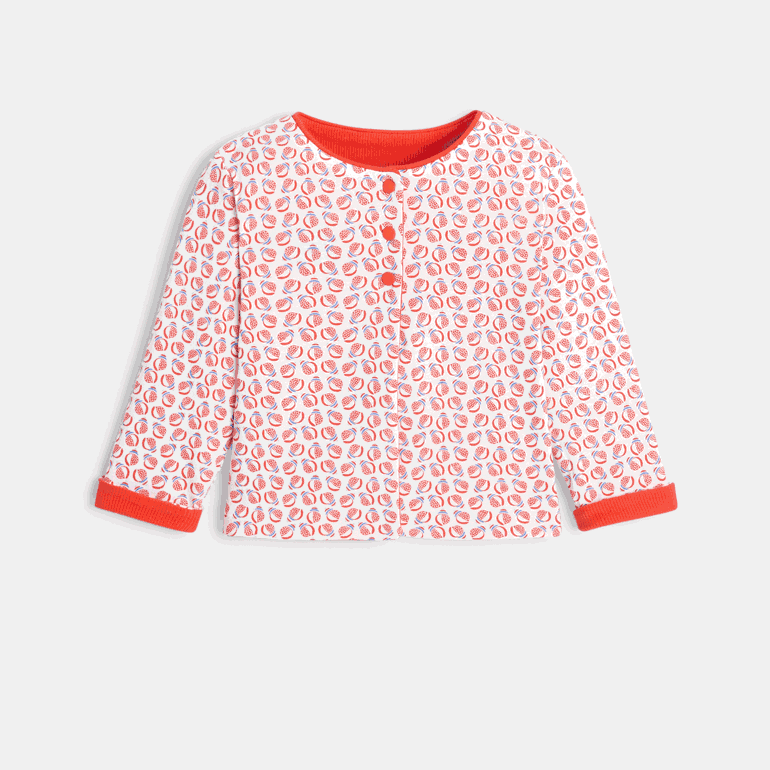 Gilet réversible maille côtelée et imprimée orange bébé fille 5