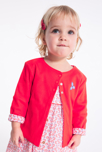 Gilet réversible maille côtelée et imprimée orange bébé fille 1