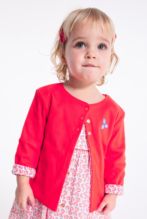 Wendbare Strickjacke aus Rippstrick mit Druckmotiv Orange Baby Mädchen 1