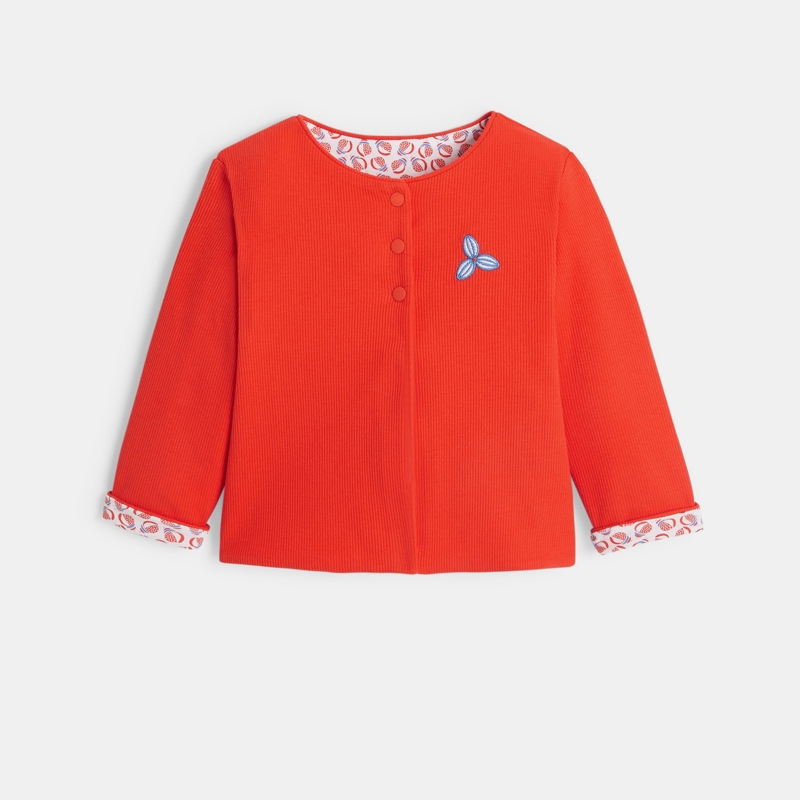 OBAIBI - Gilet réversible maille côtelée et imprimée orange bébé fille - Fille -