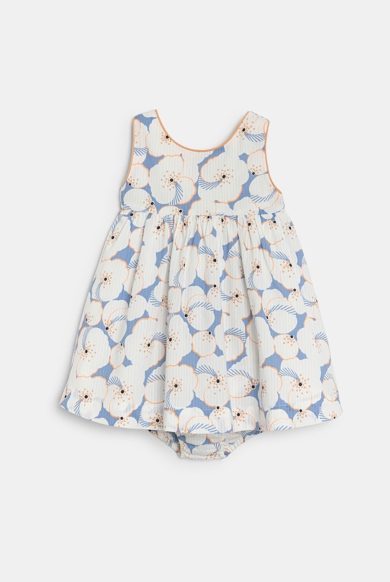 Robe à bretelles fleurie et bloomer orange bébé fille