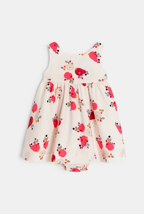 Robe à bretelles gaufrée et bloomer rose bébé fille 2
