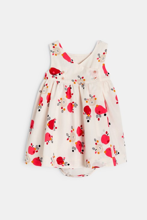Robe à bretelles gaufrée et bloomer rose bébé fille