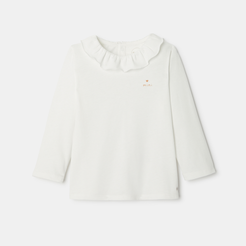 T-shirt en jersey col volanté blanc naissance Absorba - 3A